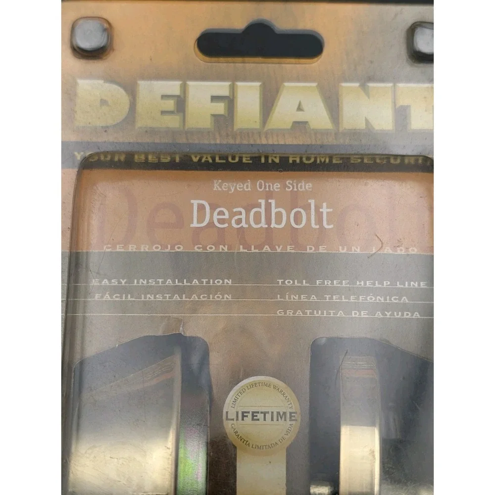 Defiant Deadbolt Keyed One Side 154-725 Shiny Brass New